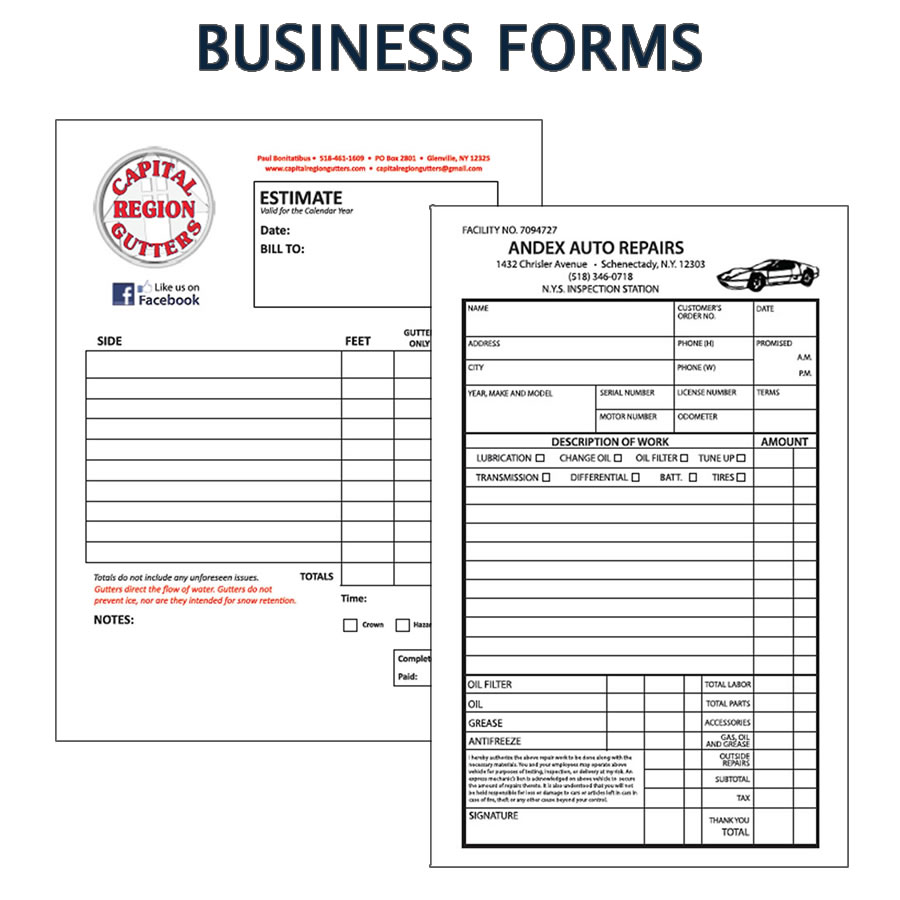 Custom designed business forms
