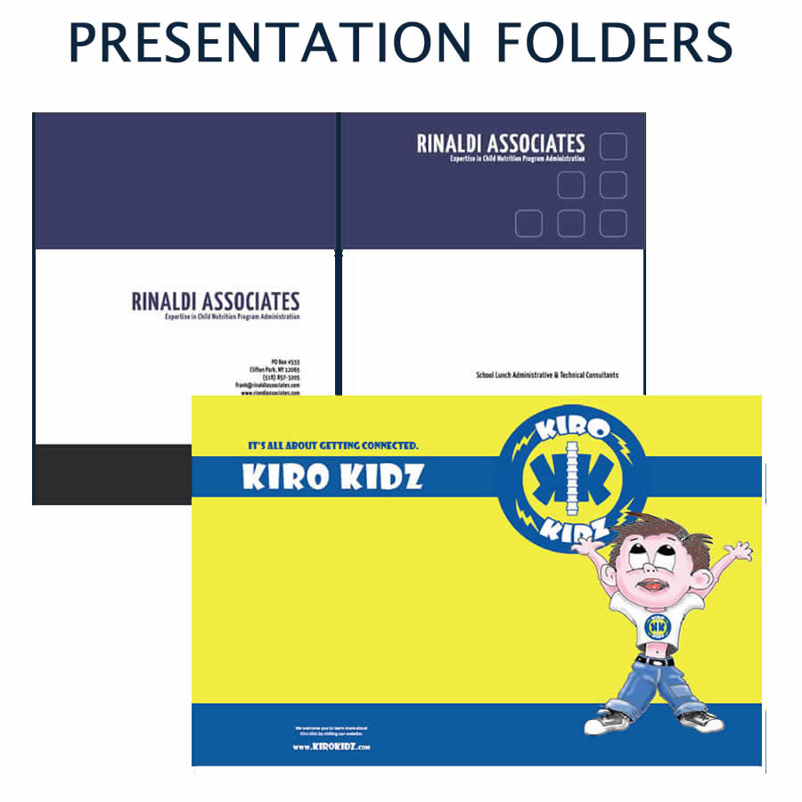 Custom designed presentation folders
